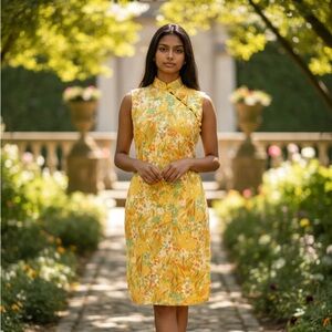 Floral Mandarin Collar Dress